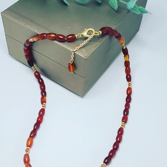 Red Agate Zirconia charm necklace - Picture 4 of 6